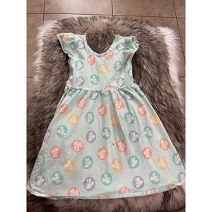 Disney Monica Andy Mickey Minnie Girls Dress  Green Retro Graphic Print Size 10